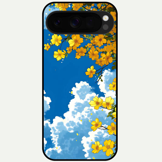  Golden Petal Sky Glass Case For Google Pixel 10 Pro XL back cover – full design glossy printed glass finish
