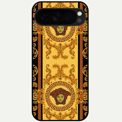  Golden Royal Heritage Glass Case For Google Pixel 10 Pro XL back cover – full design glossy printed glass finish