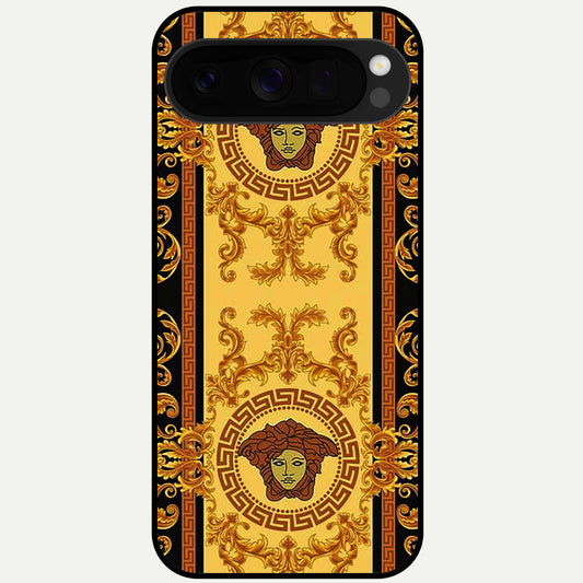  Golden Royal Heritage Glass Case For Google Pixel 10 Pro XL back cover – full design glossy printed glass finish