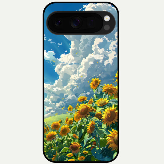  Golden Sun Glory Glass Case For Google Pixel 10 Pro XL back cover – full design glossy printed glass finish