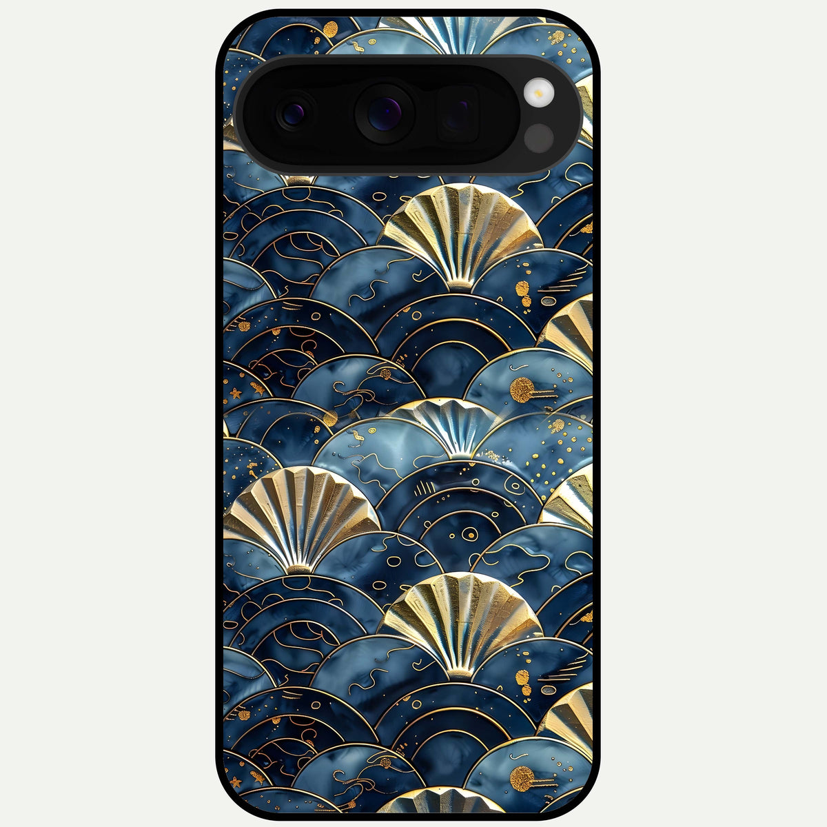  Golden Wave Luxe Glass Case For Google Pixel 10 Pro XL back cover – full design glossy printed glass finish