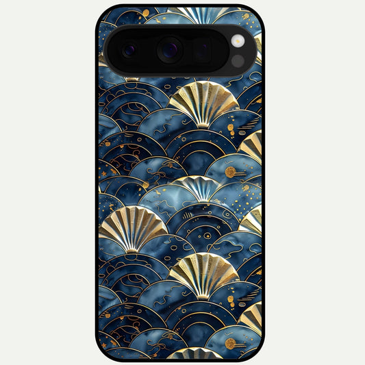  Golden Wave Luxe Glass Case For Google Pixel 10 Pro XL back cover – full design glossy printed glass finish