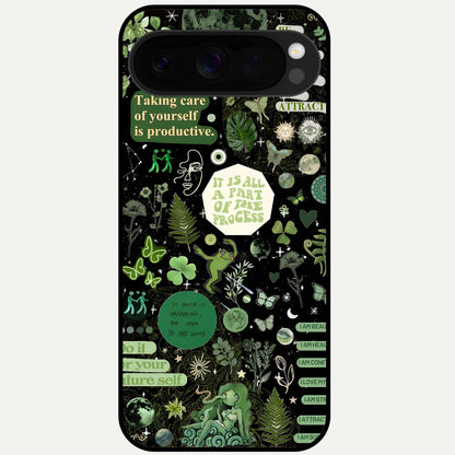  Green Mandala Pattern Glass Case For Google Pixel 10 Pro XL back cover – full design glossy printed glass finish