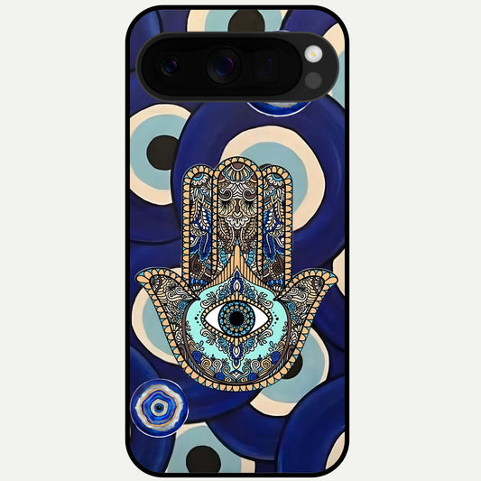  Hamsa Divine Guard Glass Case For Google Pixel 10 Pro XL back cover – full design glossy printed glass finish