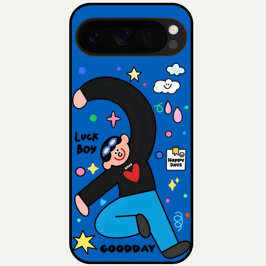  Happy Luck Vibe Glass Case For Google Pixel 10 Pro XL back cover – full design glossy printed glass finish