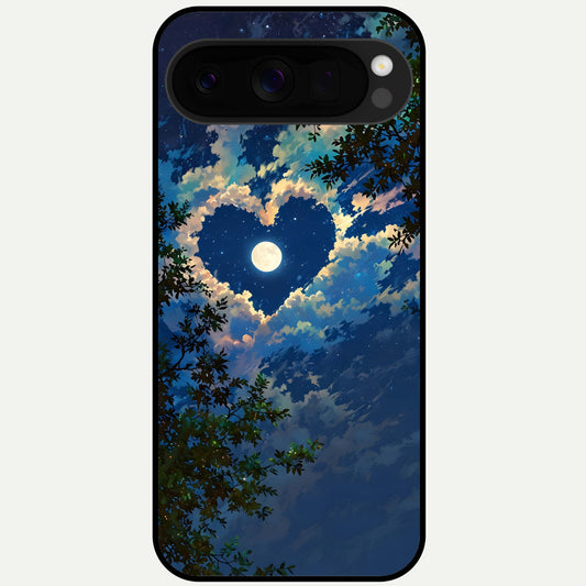  Heart With Moon Sky Glass Case For Google Pixel 10 Pro XL back cover – full design glossy printed glass finish