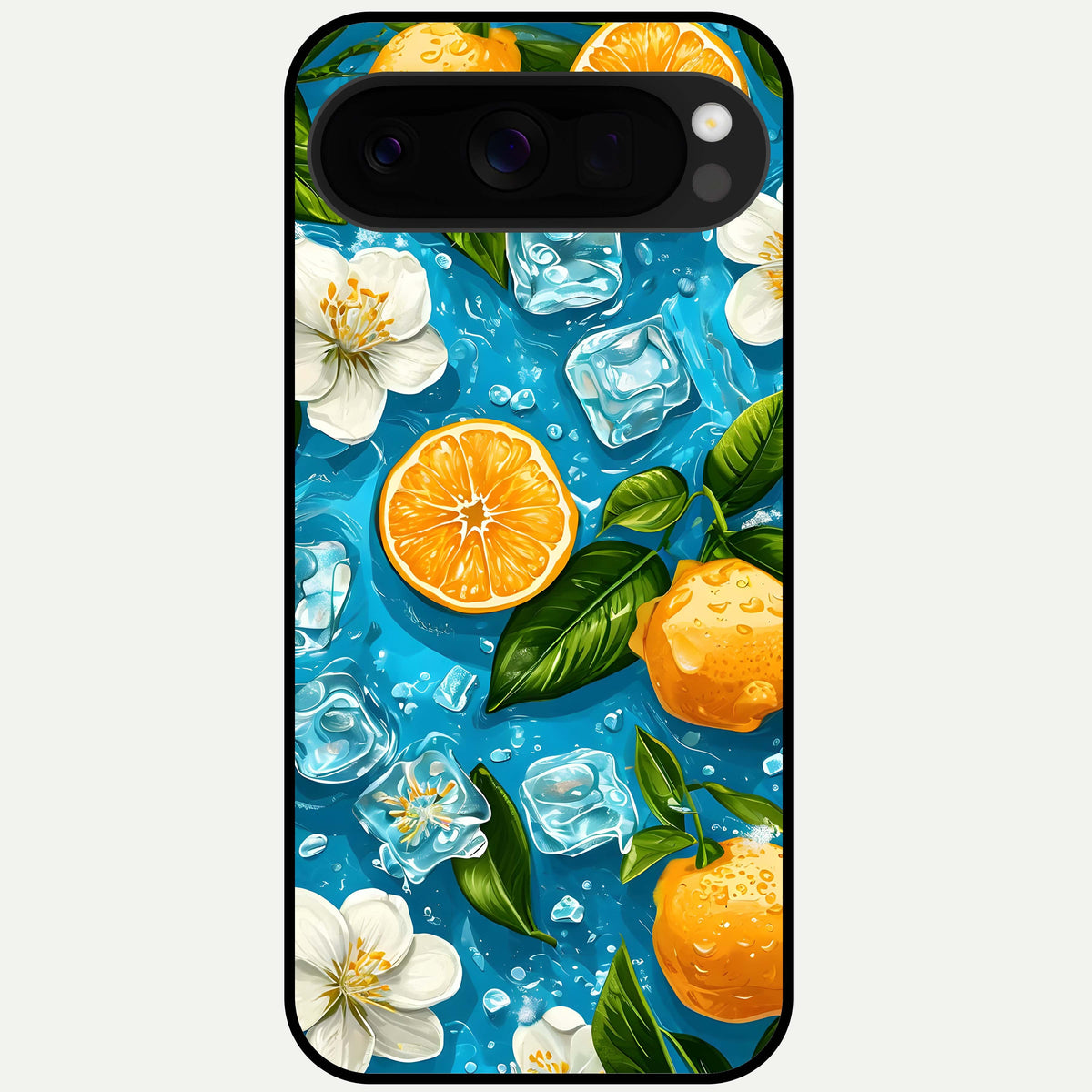  Ice Cube With Orange Glass Case For Google Pixel 10 Pro XL back cover – full design glossy printed glass finish
