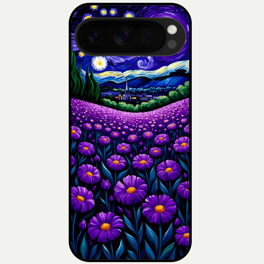  Lavender Moon Field Glass Case For Google Pixel 10 Pro XL back cover – full design glossy printed glass finish