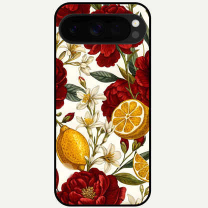  Lemon Rose Charm Glass Case For Google Pixel 10 Pro XL back cover – full design glossy printed glass finish