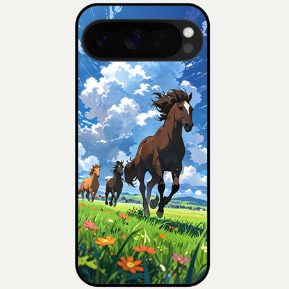  Majestic Horses Galloping Glass Case For Google Pixel 10 Pro XL back cover – full design glossy printed glass finish