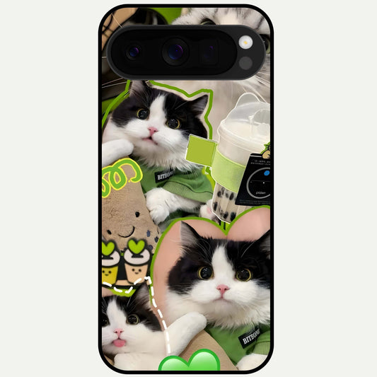  Matcha Cats Mood Glass Case For Google Pixel 10 Pro XL back cover – full design glossy printed glass finish