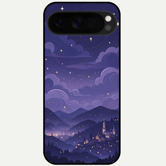  Minimal Night View Glass Case For Google Pixel 10 Pro XL back cover – full design glossy printed glass finish