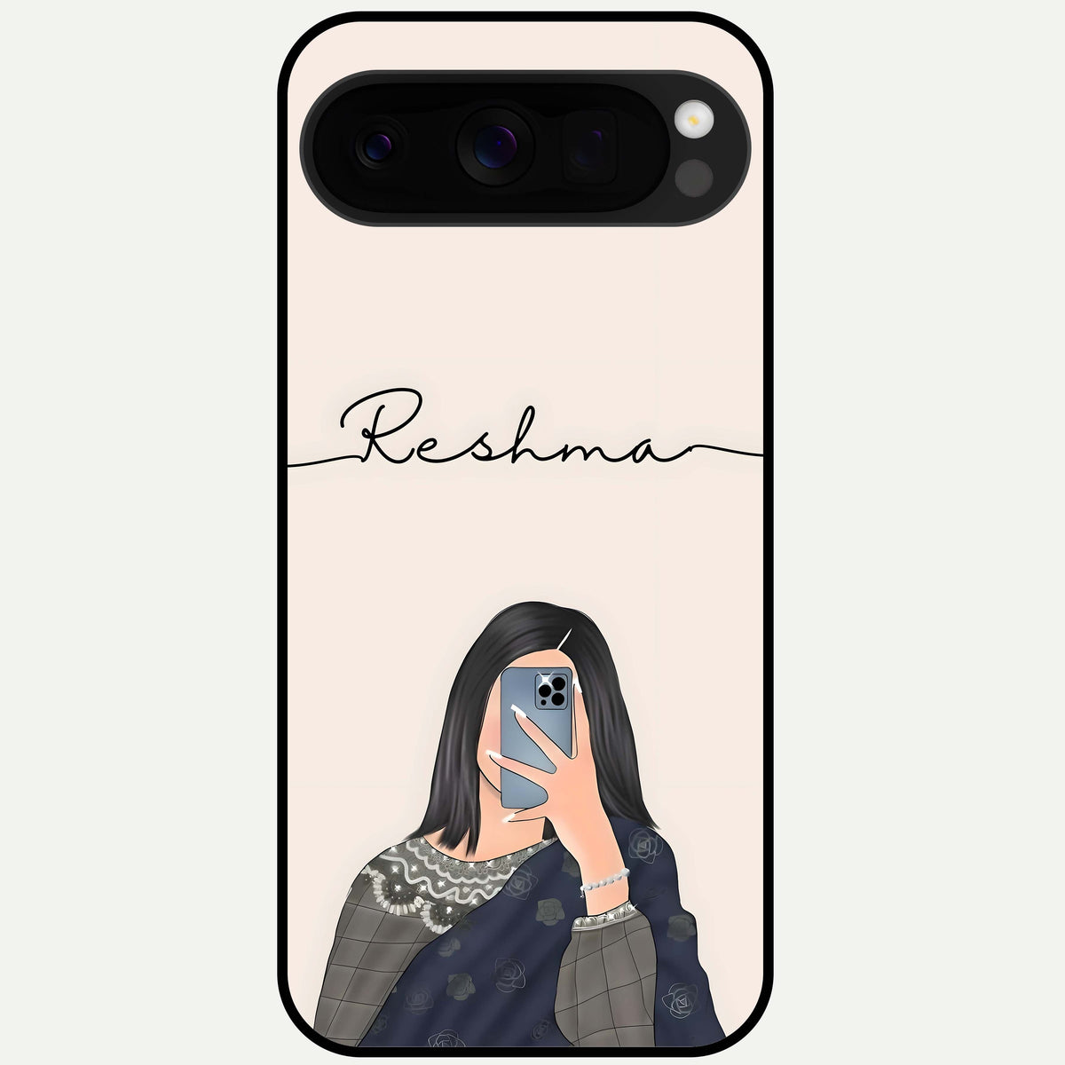  Mirror Mood Muse With Custom Name Glass Case For Google Pixel 10 Pro XL back cover – full design glossy printed glass finish