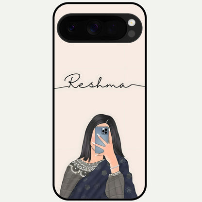  Mirror Mood Muse With Custom Name Glass Case For Google Pixel 10 Pro XL back cover – full design glossy printed glass finish