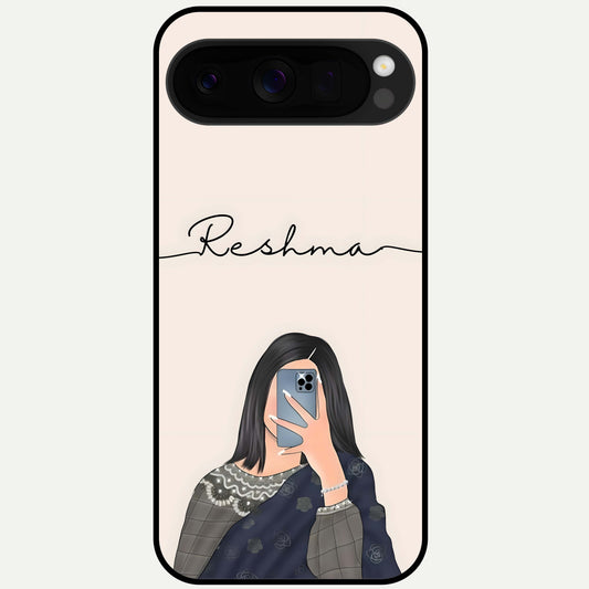  Mirror Mood Muse With Custom Name Glass Case For Google Pixel 10 Pro XL back cover – full design glossy printed glass finish