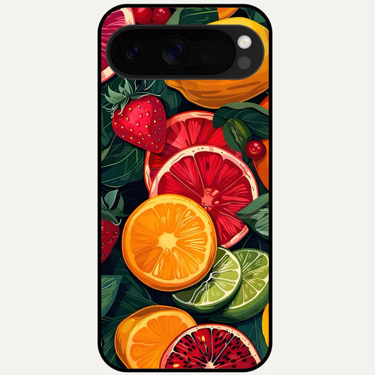  Multiple Fruits Glass Case For Google Pixel 10 Pro XL back cover – full design glossy printed glass finish