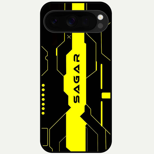  Neon CYBERPUNK Custom Name Glass Case For Google Pixel 10 Pro XL back cover – full design glossy printed glass finish