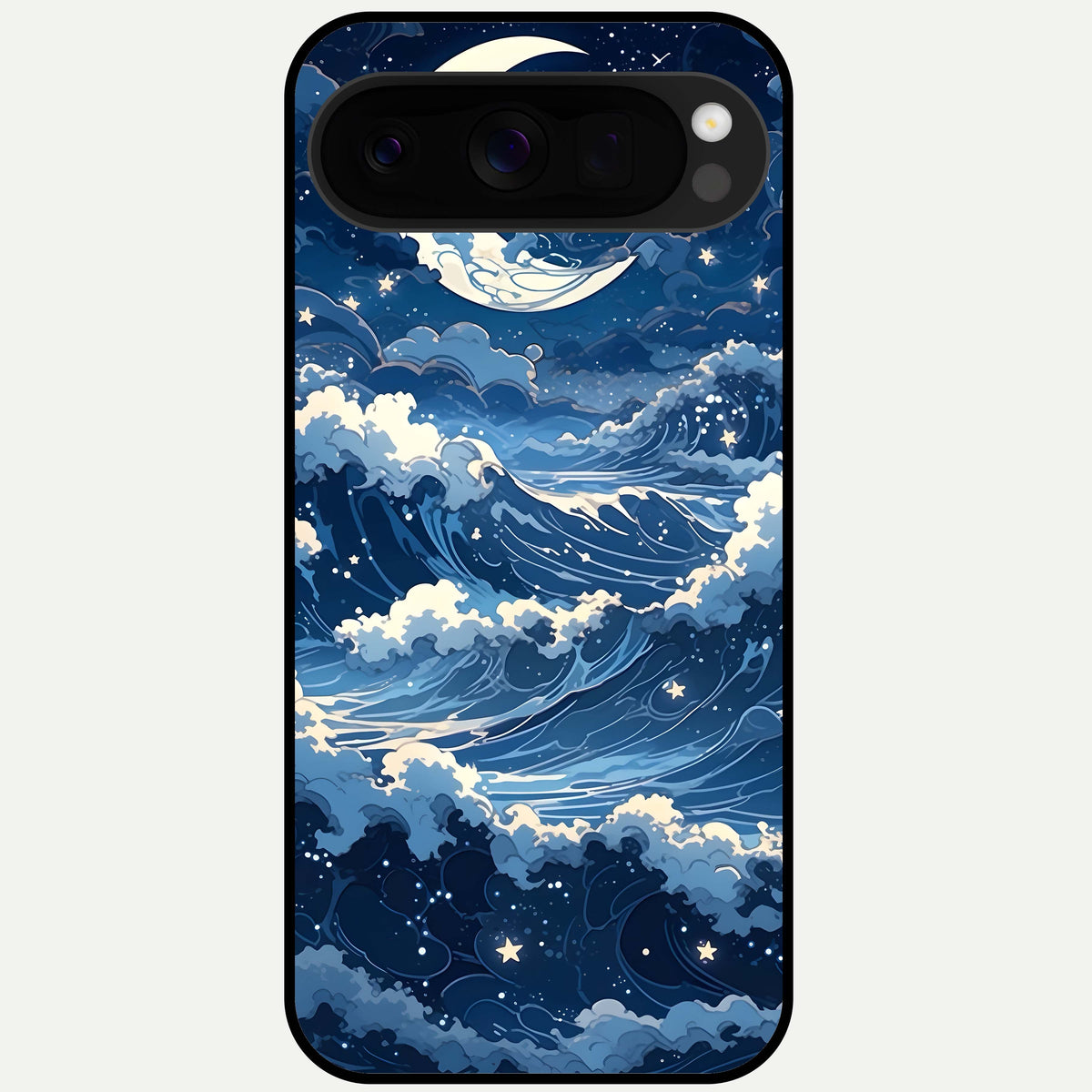  Ocean Moon Waves Glass Case For Google Pixel 10 Pro XL back cover – full design glossy printed glass finish