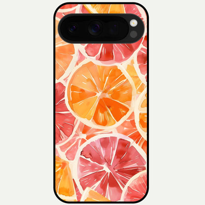  Orange Fruits Pattern Glass Case For Google Pixel 10 Pro XL back cover – full design glossy printed glass finish