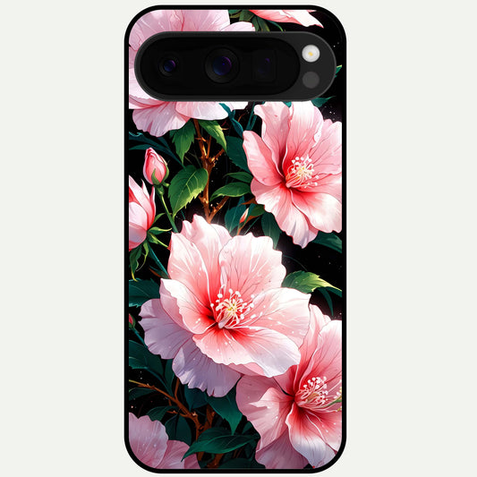  Peach Flower Glass Case For Google Pixel 10 Pro XL back cover – full design glossy printed glass finish