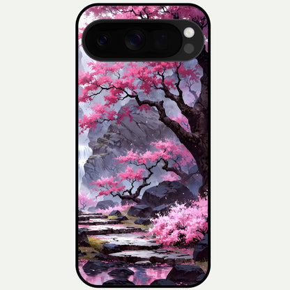  Pink Sunflower Glow Glass Case For Google Pixel 10 Pro XL back cover – full design glossy printed glass finish
