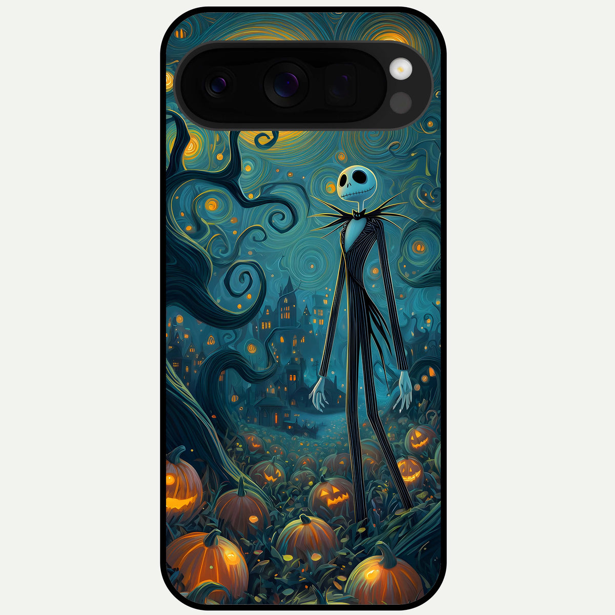  Pumpkin Moon Night Glass Case For Google Pixel 10 Pro XL back cover – full design glossy printed glass finish