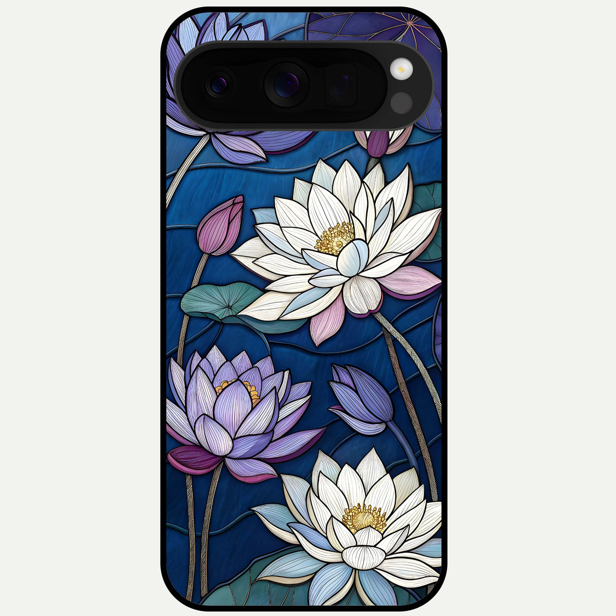  Purple Lotus Stained Glass Case For Google Pixel 10 Pro XL back cover – full design glossy printed glass finish