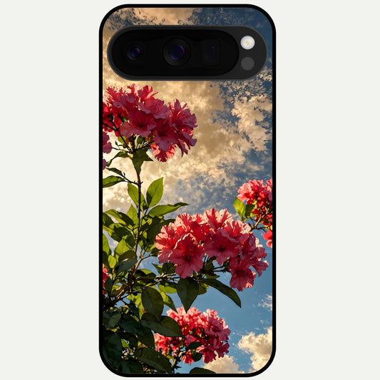  Red Bloom Skies Glass Case For Google Pixel 10 Pro XL back cover – full design glossy printed glass finish