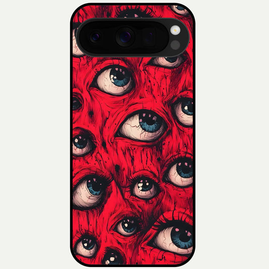  Red Eyes Pattern Glass Case For Google Pixel 10 Pro XL back cover – full design glossy printed glass finish