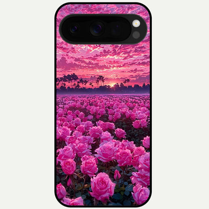  Rose Sunset Valley Glass Case For Google Pixel 10 Pro XL back cover – full design glossy printed glass finish
