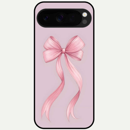  Soft Blush Bow Glass Case For Google Pixel 10 Pro XL back cover – full design glossy printed glass finish