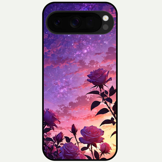  Starlit Rose Twilight Glass Case For Google Pixel 10 Pro XL back cover – full design glossy printed glass finish