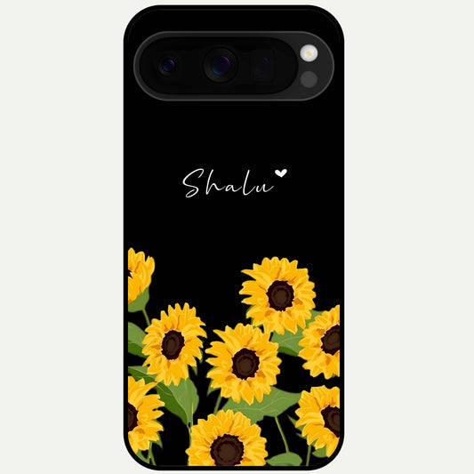  Sunflower Sky Bloom Glass Case For Google Pixel 10 Pro XL back cover – full design glossy printed glass finish