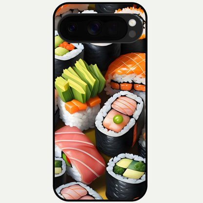  Sushi Food Pattern Glass Case For Google Pixel 10 Pro XL back cover – full design glossy printed glass finish