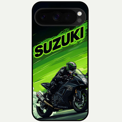  Suzuki Speed Beast Glass Case For Google Pixel 10 Pro XL back cover – full design glossy printed glass finish
