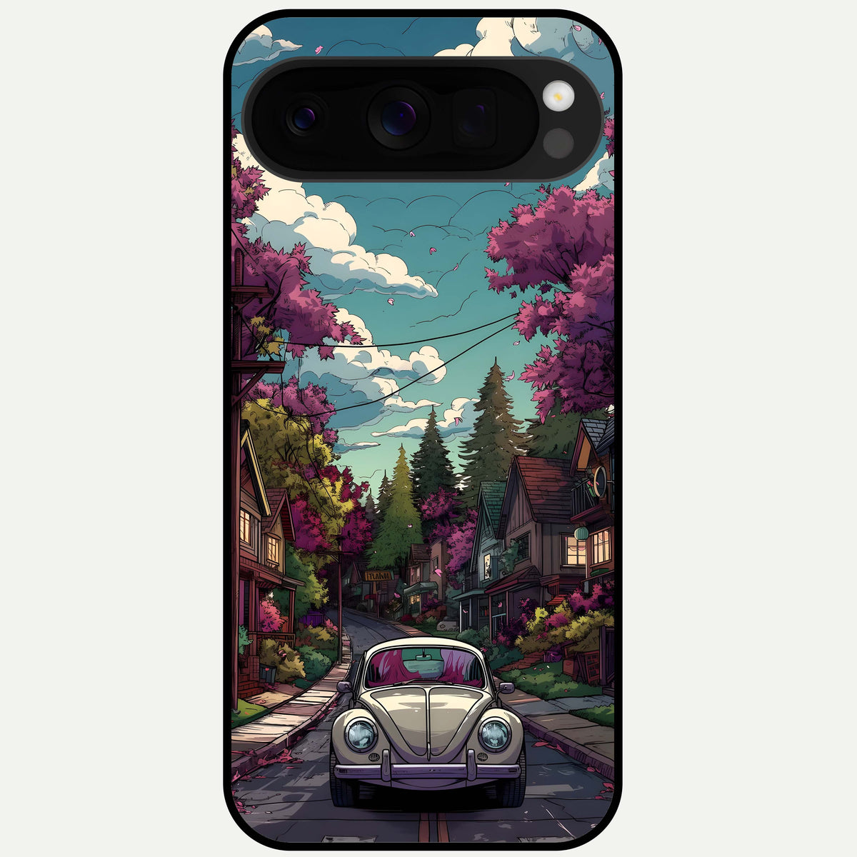  Vintage Street Drive Glass Case For Google Pixel 10 Pro XL back cover – full design glossy printed glass finish