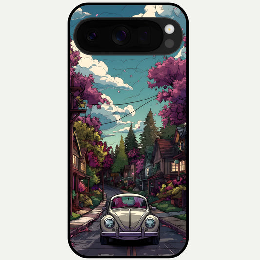  Vintage Street Drive Glass Case For Google Pixel 10 Pro XL back cover – full design glossy printed glass finish