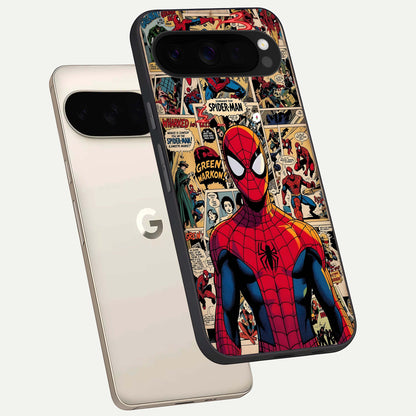  Aesthetic Spider phone case For Google Pixel 10 Pro XL showing premium glass back cover with detailed artwork