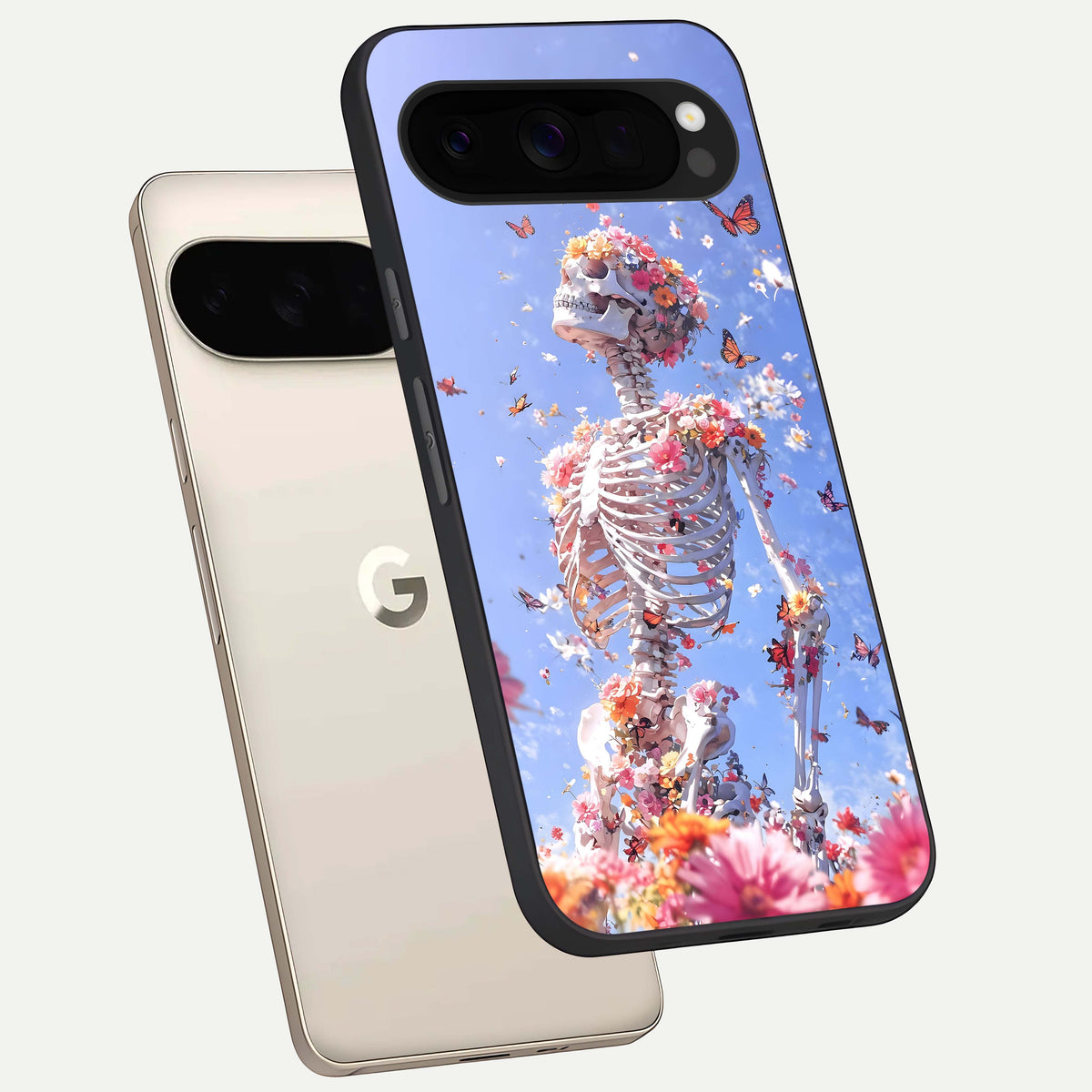  Bloom Beyond Bones phone case For Google Pixel 10 Pro XL showing premium glass back cover with detailed artwork