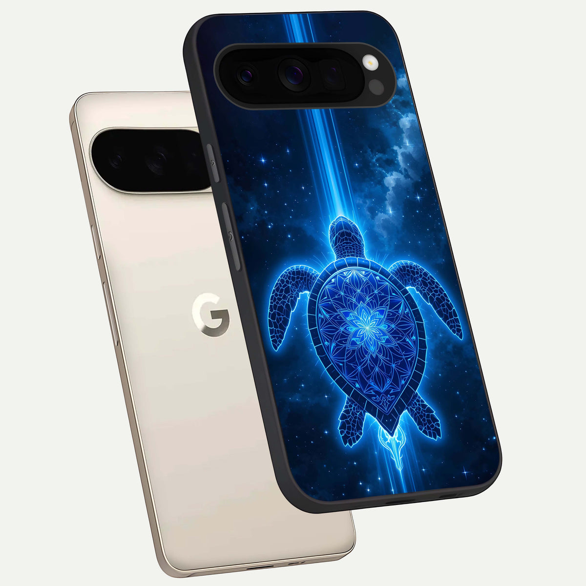  Blue Galaxy Turtle phone case For Google Pixel 10 Pro XL showing premium glass back cover with detailed artwork