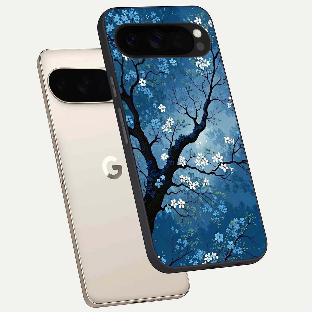  Blue Tree Serenity phone case For Google Pixel 10 Pro XL showing premium glass back cover with detailed artwork