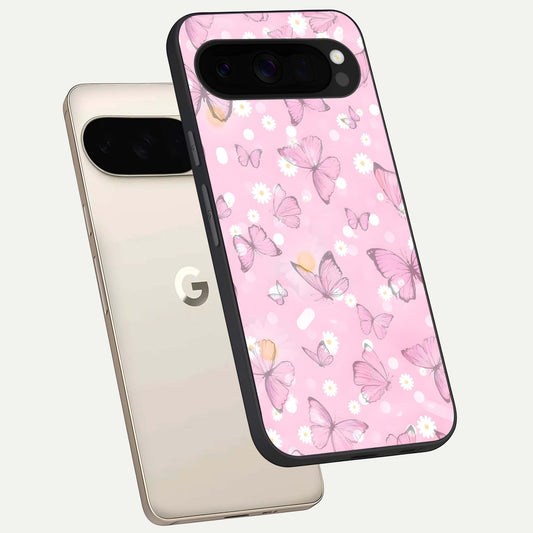  Blush Butterfly Garden phone case For Google Pixel 10 Pro XL showing premium glass back cover with detailed artwork
