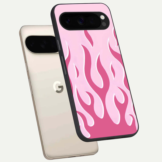  Blush Flame Energy phone case For Google Pixel 10 Pro XL showing premium glass back cover with detailed artwork