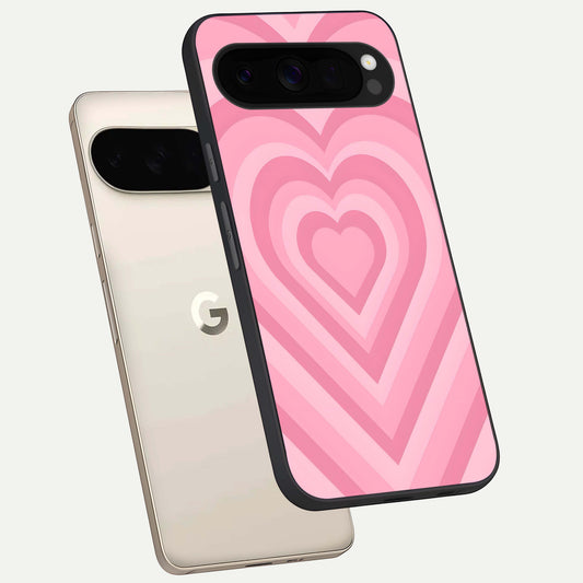  Blush Heart Waves phone case For Google Pixel 10 Pro XL showing premium glass back cover with detailed artwork