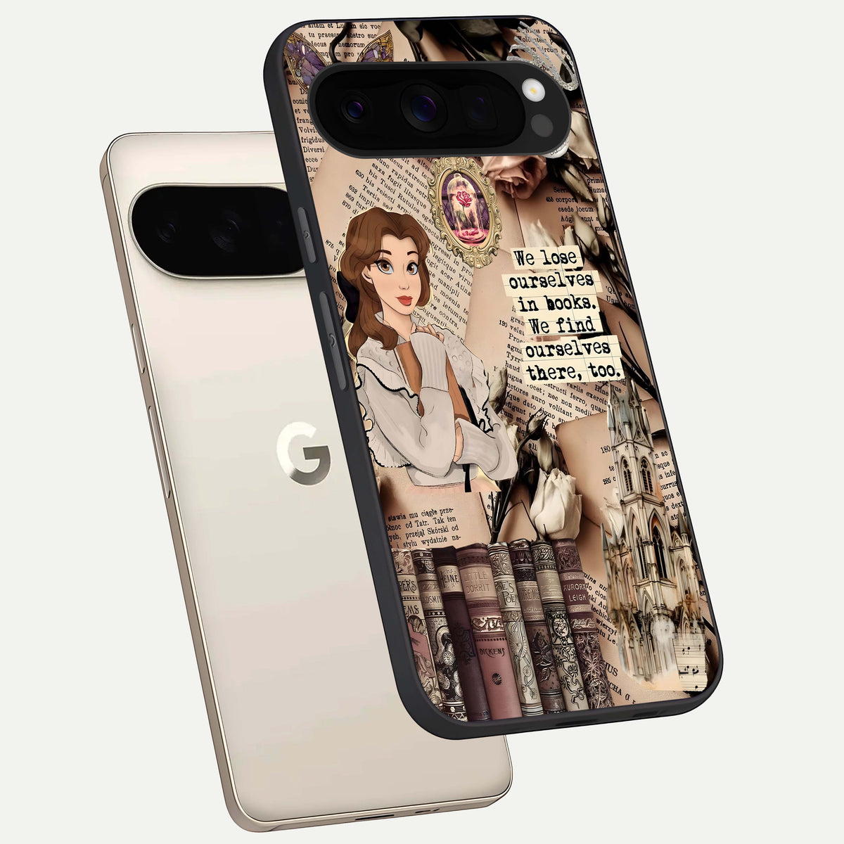  Bookish Dream World phone case For Google Pixel 10 Pro XL showing premium glass back cover with detailed artwork