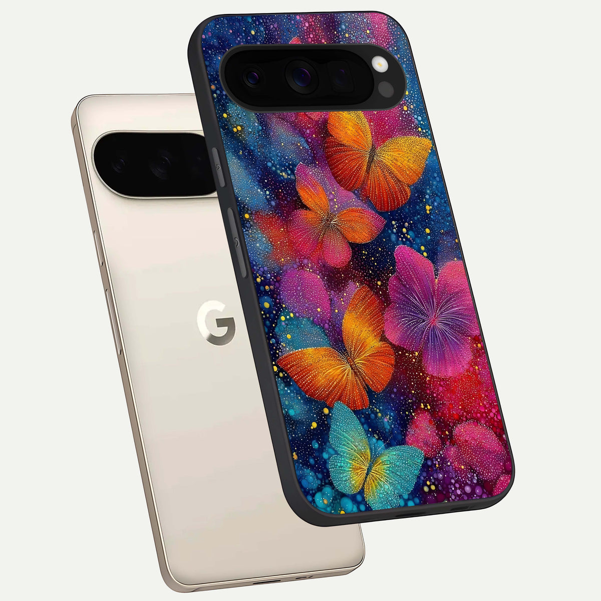  Butterfly Dream Mist phone case For Google Pixel 10 Pro XL showing premium glass back cover with detailed artwork