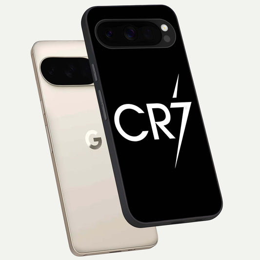  CR7 Elite Strike phone case For Google Pixel 10 Pro XL showing premium glass back cover with detailed artwork