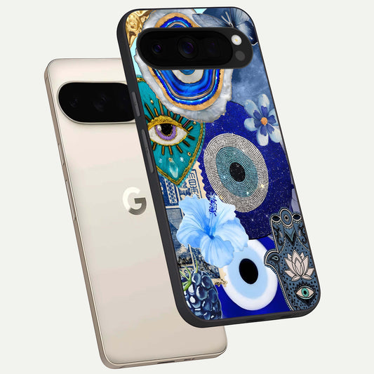  Celestial Blue Vision phone case For Google Pixel 10 Pro XL showing premium glass back cover with detailed artwork