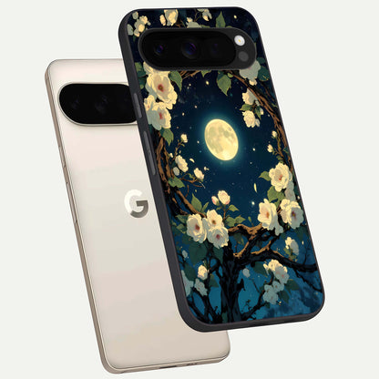  Celestial Moon And Flower phone case For Google Pixel 10 Pro XL showing premium glass back cover with detailed artwork