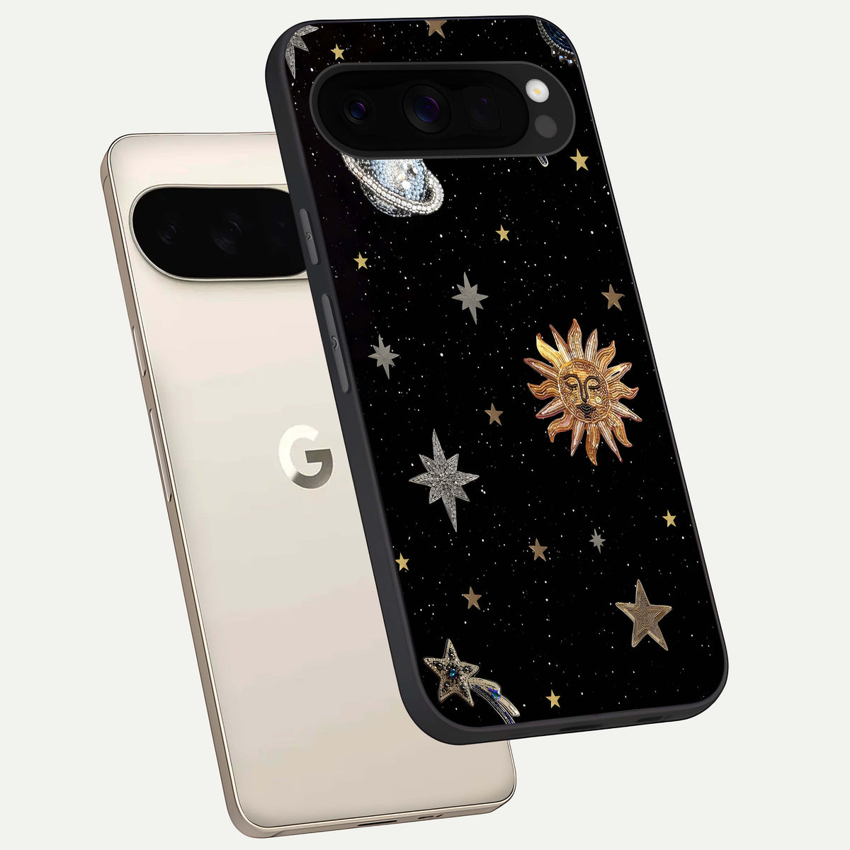  Celestial Moon With Stars phone case For Google Pixel 10 Pro XL showing premium glass back cover with detailed artwork